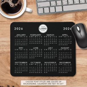 Business Logo Simple 2026 Calendar Custom Colours Mouse Pad