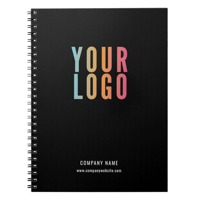Business Logo Simple Black Promotional Notebook (Front)