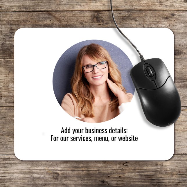 Business Logo Simple Minimalist Blue and White Mouse Pad (Simple business photo or logo mouse pad. )