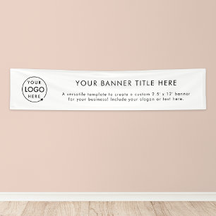 Business Logo   Simple Minimalist Modern White 12' Banner