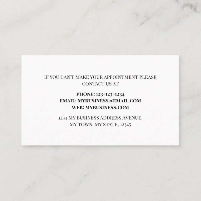 Business Logo Simple Minimalist Script Appointment Card (Back)