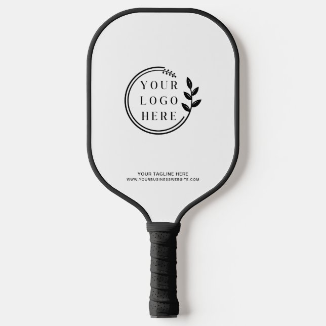 Business Logo Simple Modern Black Corporate Pickleball Paddle (Front)