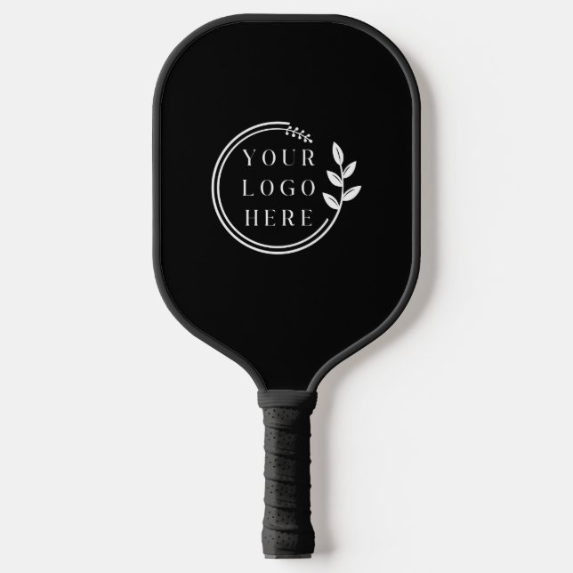 Business Logo Simple Modern Black Corporate Pickleball Paddle (Front)