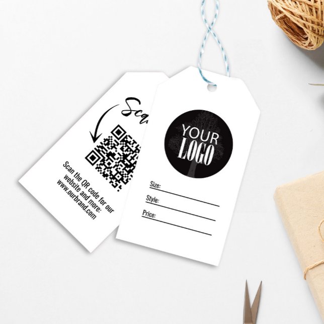Business Logo Simple Modern Price Tag (Business logo simple QR code price tag. )