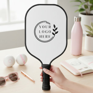 Business Logo Simple Modern White Corporate Pickleball Paddle