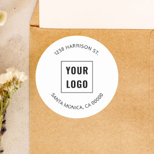 Business Logo Simple Return Address Classic Round Sticker