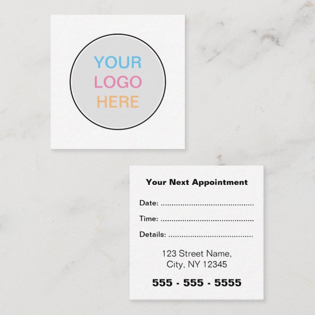 Business Logo Simple Square Appointment Card (Front/Back)