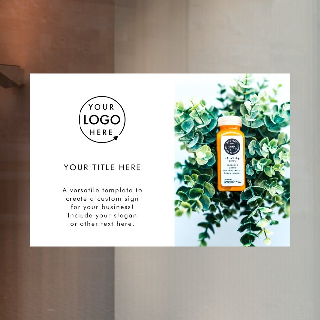 Business Logo | Simple White Minimalist Photo Window Cling (Creator Uploaded)