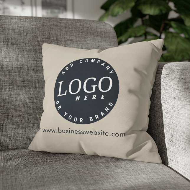 Business Logo Slogan and Website Address Custom Outdoor Pillow (Business Logo Hotel Guest House Throw Pillow)