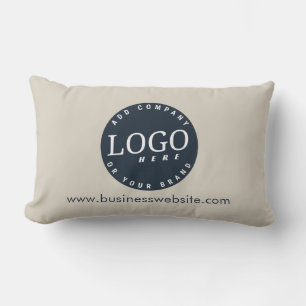 Business Logo Slogan and Website Link Custom Lumbar Pillow