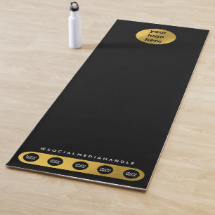 Business Logo Social Media Black Gold Yoga Studio Mat