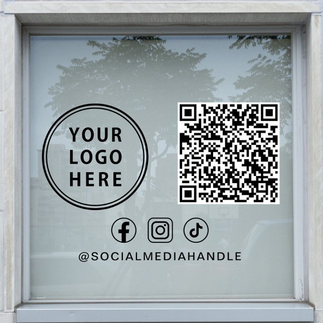 Business Logo Social Media Create Your QR Code Window Cling (Business Logo Social Media Create Your QR Code Window Cling)