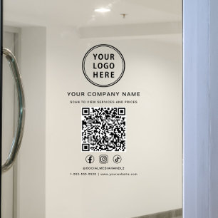 Business Logo Social Media QR Code Window Cling