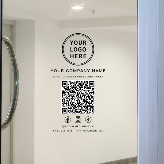 Business Logo Social Media QR Code Window Cling (Business Logo Social Media QR Code Window Cling)
