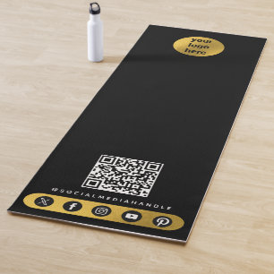 Business Logo Social Media QR Code Yoga Studio Mat