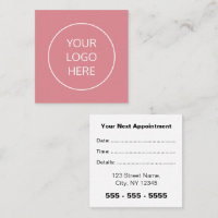 Business Logo Square Blush Pink Appointment Card