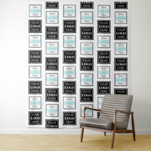 Business Logo Step Repeat Minimalist Backdrop Tapestry