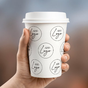 Business Logo Step Repeat Pattern Branded Custom Paper Cups