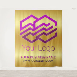 Business Logo Step & Repeat Rose Gold Tapestry