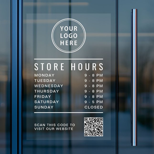 Business Logo Store Hours Create Your QR Code Window Cling (Business Logo Store Hours Create Your QR Code Window Cling)