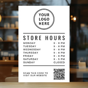 Business Logo Store Hours Create Your QR Code Window Cling