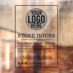 Business Logo Store Hours Social Media Window Clin Cling