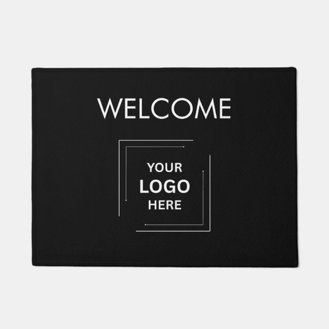 Business Logo | Stylish Black Modern Professional  Doormat (Front)