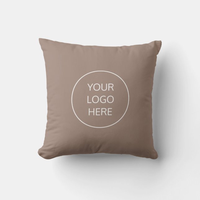 Business Logo Taupe Throw Pillow (Front)