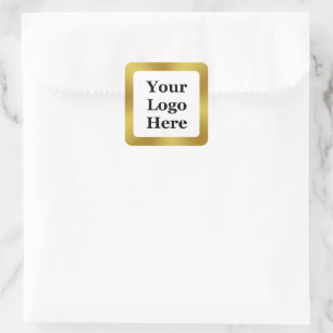 Business Logo Template Gold and White Branded Square Sticker