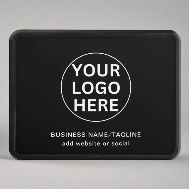 Business Logo & Text l Promotional Black & White Trailer Hitch Cover (Creator Uploaded)