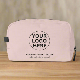 Business Logo & Text Promotional Blush Pink Brand Dopp Kit