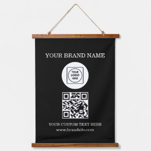 Business Logo Text QR Code Wall Branding Template Hanging Tapestry