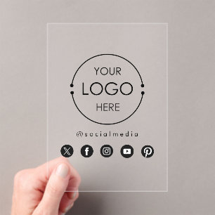 Business Logo Text Social Media Icons Branding Acrylic Invitations