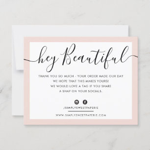 BUSINESS LOGO THANK YOU elegant black blush pink Card