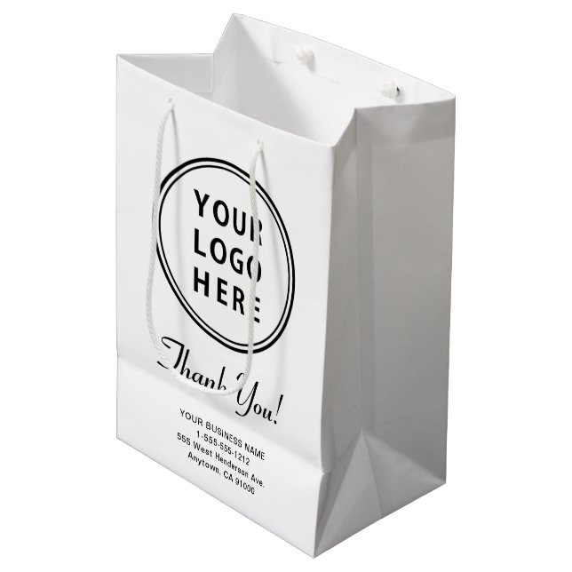 Business Logo Thank You Medium Gift Bag (Front Angled)