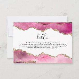 Business Logo Thank You Note   Pink Agate Card