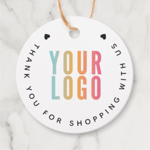 Business Logo Thank You White Hang Tag with String