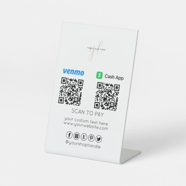 Business Logo | Two QR Code Payment | Scan to Pay  Pedestal Sign (Front)