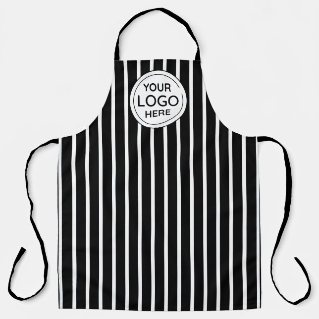 Business Logo Vertical White Stripes  Apron (Front)