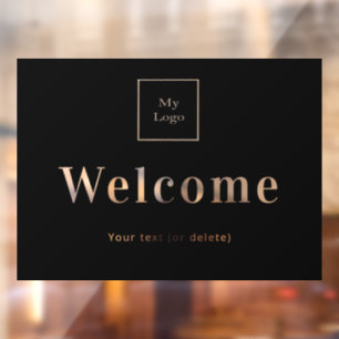 Business logo welcome black window cling