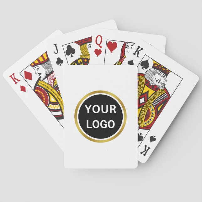 Business Logo White and Gold Elegant Playing Cards (Back)