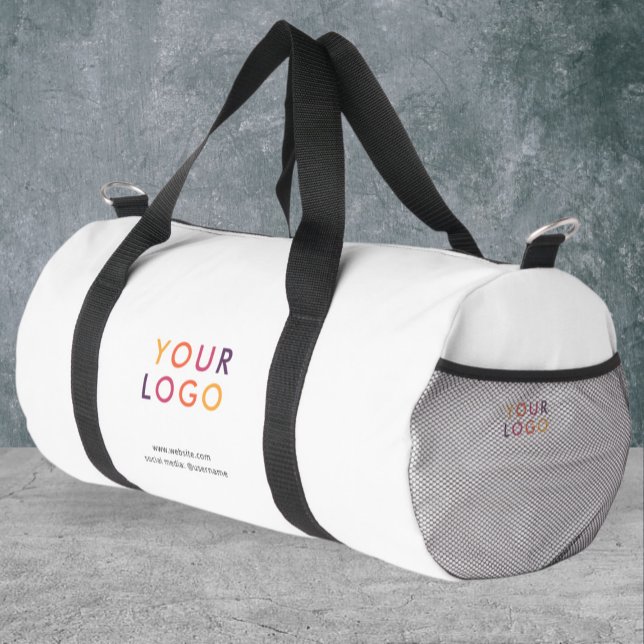 Business Logo White Duffle Bag (Creator Uploaded)