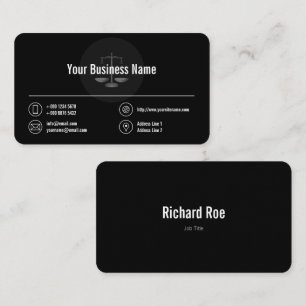 Business Logo White Icons Classy Black Business Card