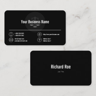 Business Logo White Icons Classy Black Business Card