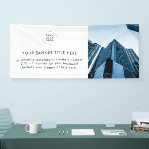 Business Logo   White Minimalist Modern Photo 6' Banner