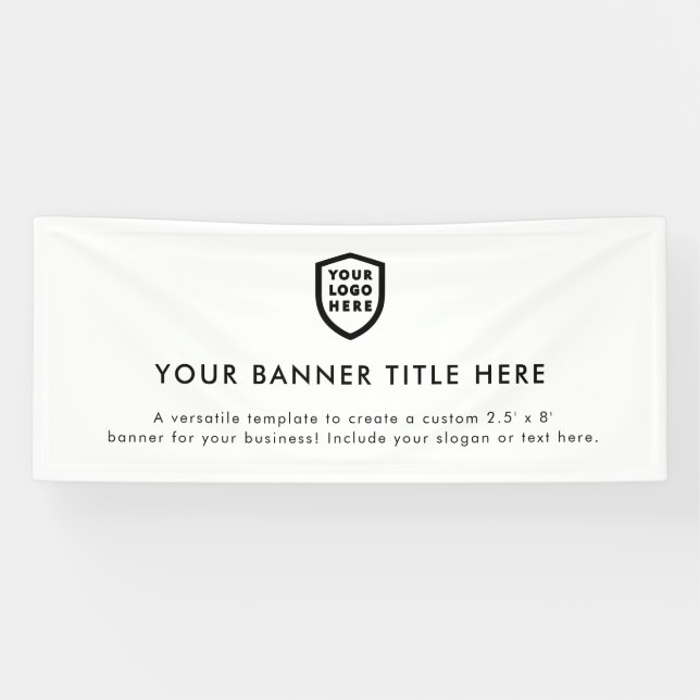 Business Logo | White Minimalist Modern Simple 6' Banner (Horizontal)