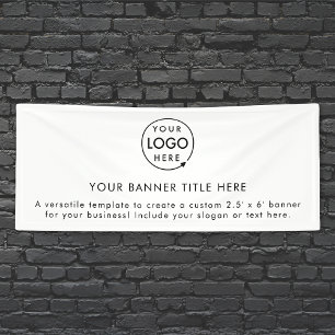 Business Logo White Minimalist Modern Simple 6' Banner
