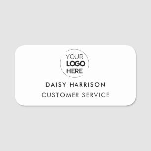 Business Logo   White Modern Employee Staff Name Tag
