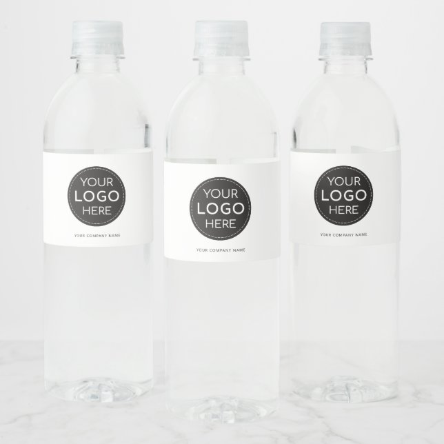 Business Logo white modern professional Water Bottle Label (Bottles)
