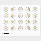 Business logo white simple thank you classic round sticker (Sheet)